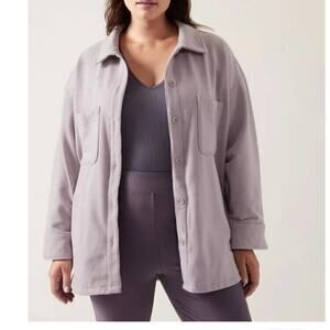 Athleta Retroplush Shirt Jacket Lavender Gray Tinsel Purple Shacket Women's 2X